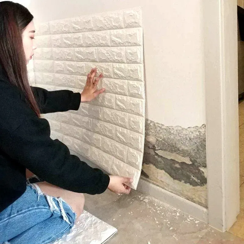 26adf482c7b5dd9ac40f9b8eaabd0ff5 3D Wall Sticker White Brick Sheet | Waterproof Self Adhesive Home Decor Wallpaper For Bedroom And Living Room (Size 70x7 - Image 3