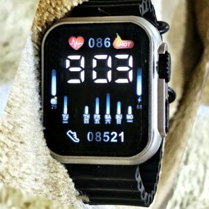 Black Stylish LED Digital Watch – Cell Operated Wrist Watch with Bright Display, Lightweight & Trendy Design for Men & W