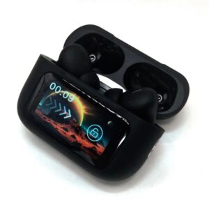 A9 Pro Earbuds With Anc Technology Sleek Matte Black Design Led Indicator Built In Screen And Clear Sound Quality - Blac