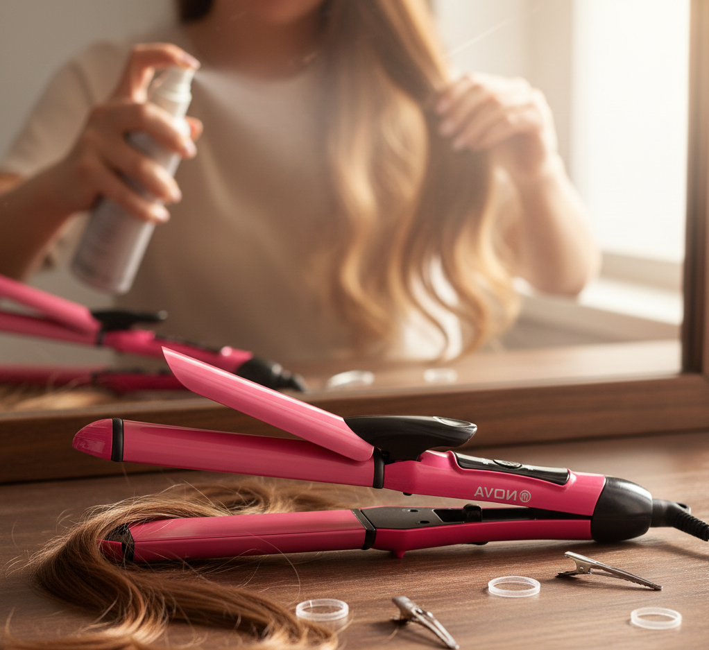 286238110d2fa9ce3d16fc5977cff1ed Nova 2-In-1 Hair Straightener & Curler NH-2009 – Quick Heat-Up Ceramic Plates for Sleek Straightening & Effortless Curls - Image 4