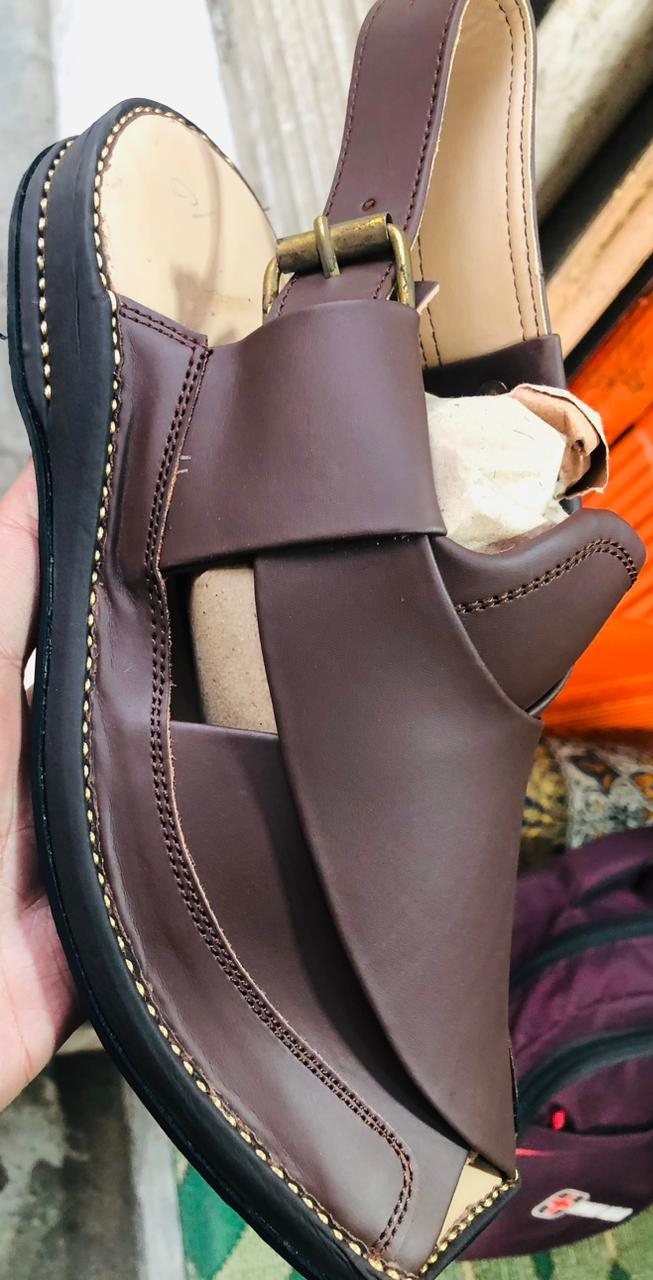 298b2991ff46220d952b7335313ad0e4 Zalmi Leather Sole Peshawari Chappal Brown Chocolate Colour Traditional Design Premium Quality Smooth Finish Comfortable - Image 2