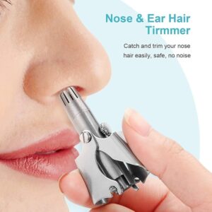 Manual Stainless Steel Nose & Ear Hair Trimmer - Painless, Battery-Free Precision Personal Grooming Tool with Cleaning B
