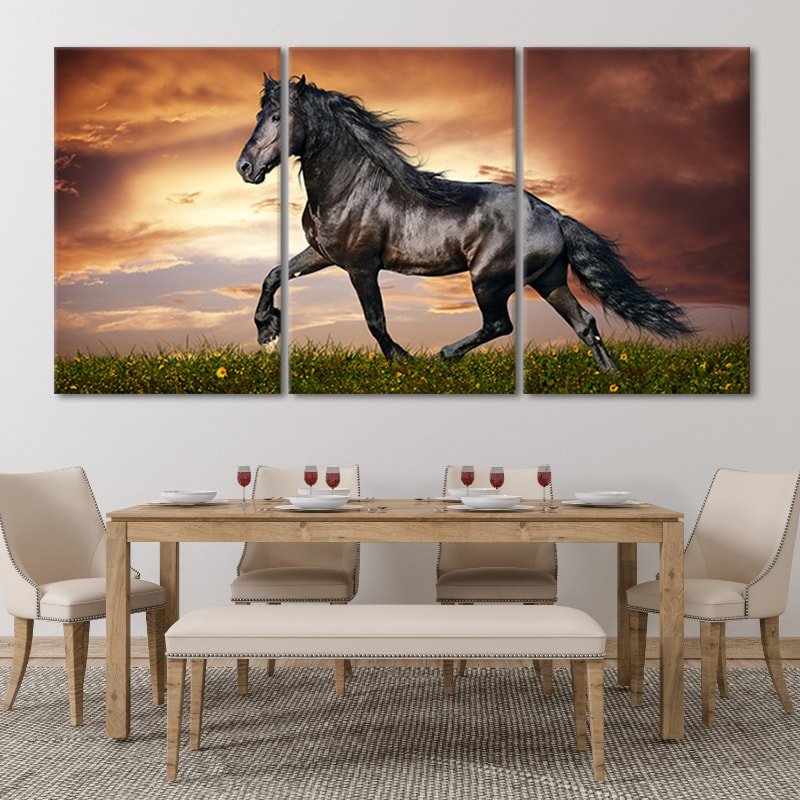 2a06f049057f02ffabdc21b1c48f497d 3 Pc Black Horse Wall Décor Photo Tiles | Elegant Design | Self‑Adhesive Double Tape | Size 8x11 | Premium Finish