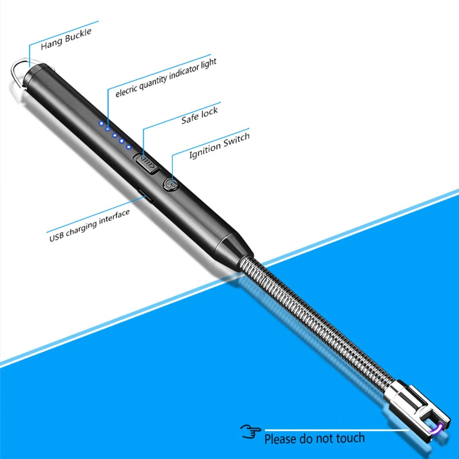 2b2388d645084b0ac12dceccf662d725 360° Outdoor Kitchen Lighter Usb Rechargeable Portable Electronic Arc Lighter Flexible Neck Safety Lock Windproof Eco Fr - Image 4