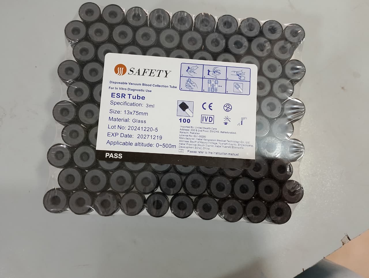 2cc4ac7d98a626250ca902b9f1b58c04 Safety Black Collection Tube – ESR Blood Test Tube 3ML, Secure Sample Collection, 100pcs Laboratory Pack - Image 2