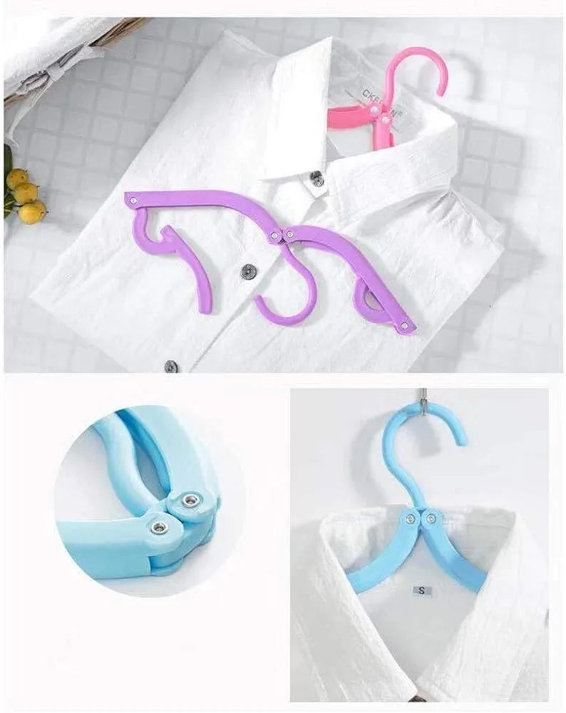 2e98df9207affce0b99a8d7e4208b565 Portable Folding Clothes Hangers with Slots – Pack of 10 Durable Travel-Friendly Hangers. ( Random Colour ) - Image 4