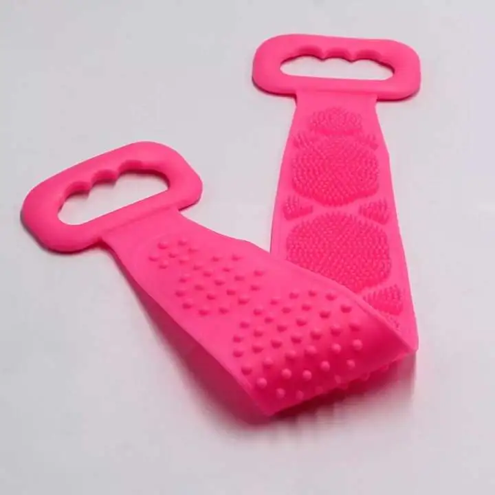 3-16 Single Side Silicone Bath Towel Scrubber – Soft Body Cleaning Brush (Random Color) - Image 3