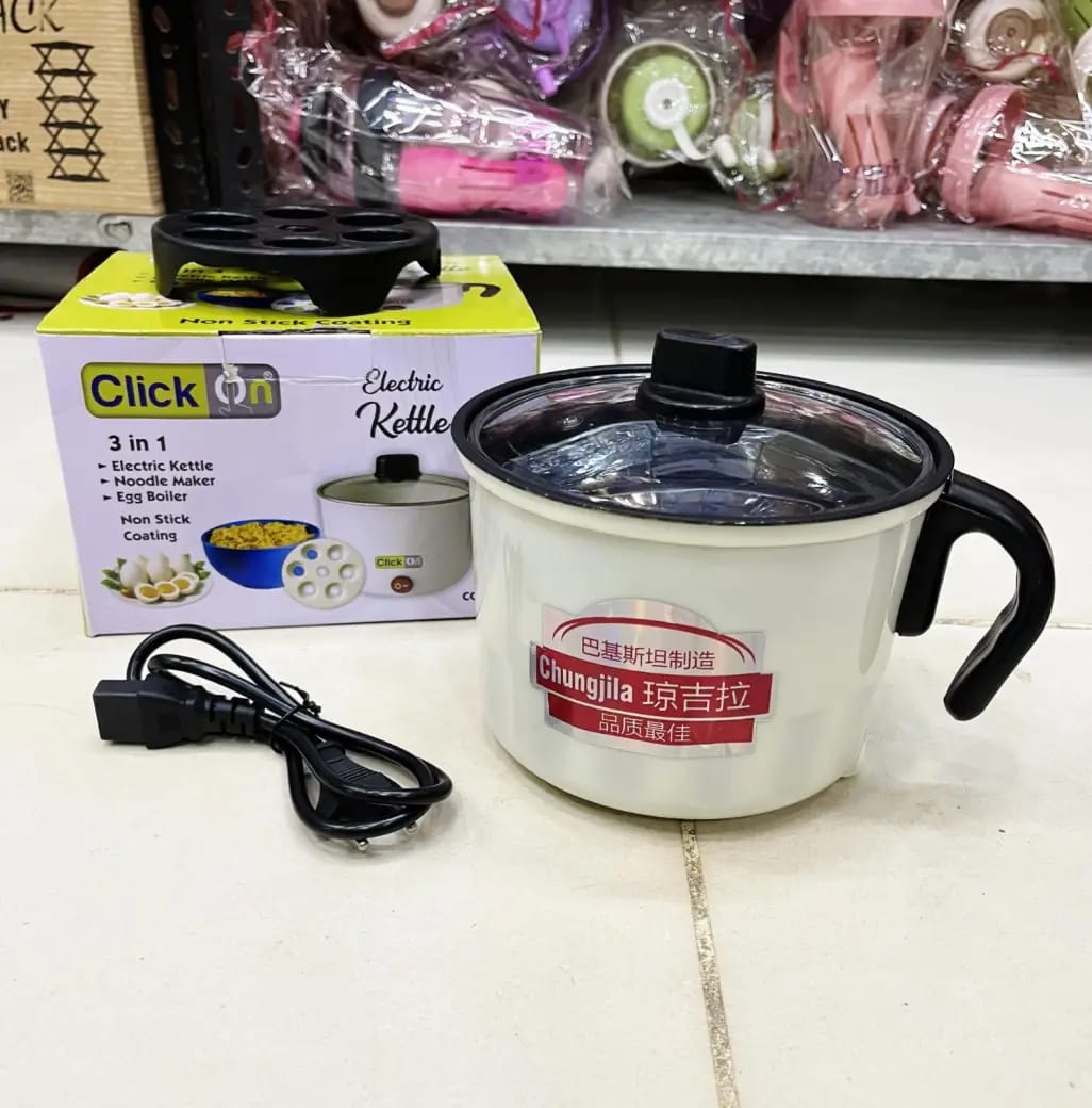 3139b3f06173ad65766db0a5dd14ebee Click On 3-in-1 Multi-Functional Electric Kettle – Noodle Maker, Egg Boiler & Hot Pot with Non-Stick Coating - Image 3