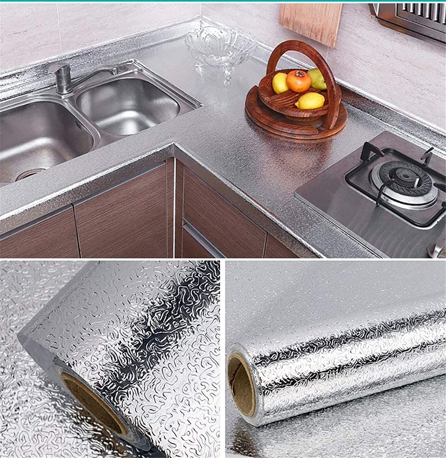 32bf2aac9d318e31e7b8408e604d2a91 Silver Foil Kitchen Waterproof & Oil Proof Sticker | Aluminum Foil Self-Adhesive Sheet for Stove, Cabinets & Walls – Hea - Image 3