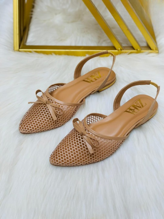 33a2454e44123760a0ccefcdc5097288 Pointed-Toe Mesh Slingback Flats with Bow