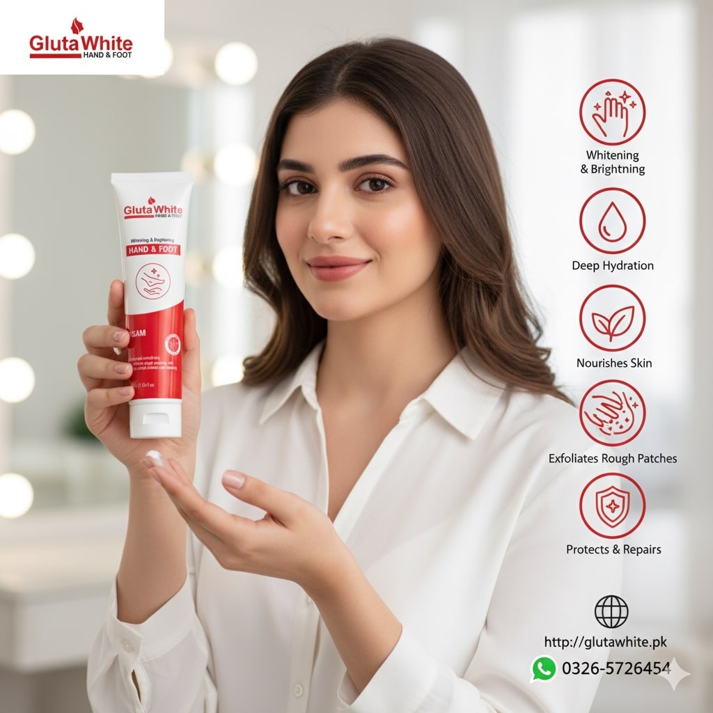 33abb55c4dd53e9ccc1f5bc19e833385 Gluta White Hand & Foot Whitening & Brightening Cream – Professional Formula for Radiant, Even-Toned Skin ( 100ml ) - Image 2