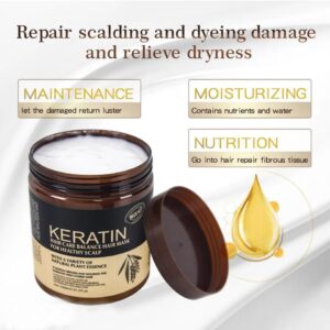 Professional Keratin Hair Repair Mask (300ml): Deep Conditioning Treatment for Frizzy, Damaged, and Chemically Treated H