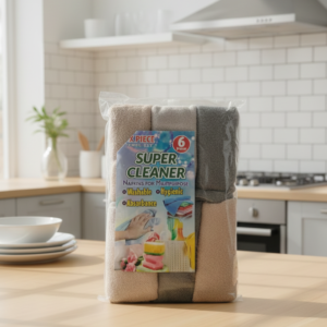 Super Cleaner 6-Piece Multipurpose Microfiber Towel Set โ Washable & Ultra-Absorbent