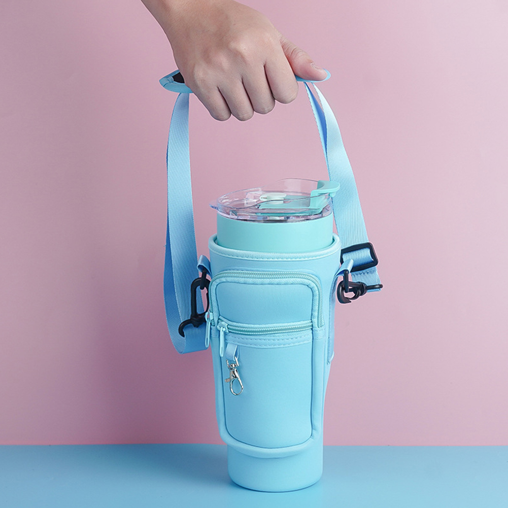 368529dd028636e651499527a6113ba2 Water Bottle Carrier Bag with Phone Pocket for Stanley Quencher Cup with Handle Water Bottle Holder Pouch - For 1200 ML - Image 2