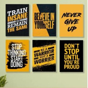 Set Of 6 Motivational Quotes Wooden Tiles For Wall Decoration Sticky Photo Tiles With Double Tape Premium Quality Elegan