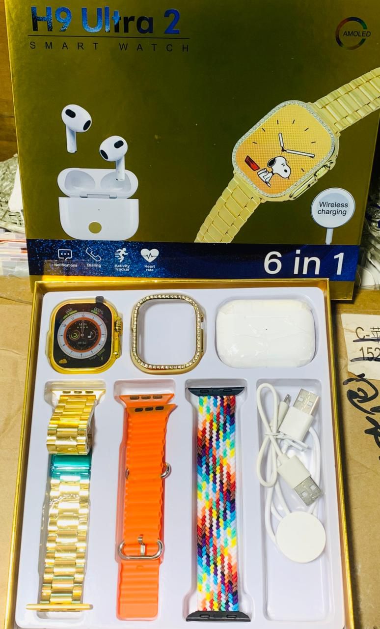39841ce49a3b1a58012fa6783e49fd44 H9 Ultra 2 Smart Watch | Original Full Display | AirPods 3 BT | 6‑in‑1 Set with Cover & Straps - Image 3