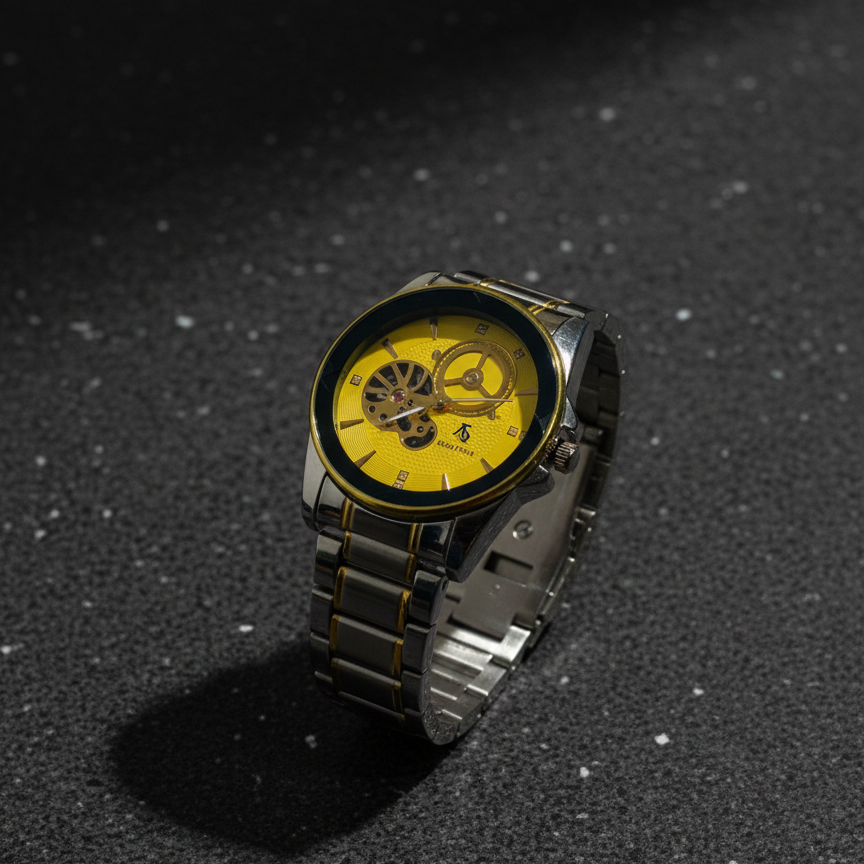 3a92296949b913acc634c66713f3a010 Luxury Men’s Skeleton Automatic Watch - Two-Tone Stainless Steel Bracelet, Open Heart Mechanical Dial, - Image 2