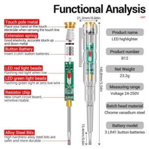 Intelligent LED Photometer Test Pen Voltage Detector Voltmeter 70-250V Electric Circuit Tester Screwdriver Indicator Too