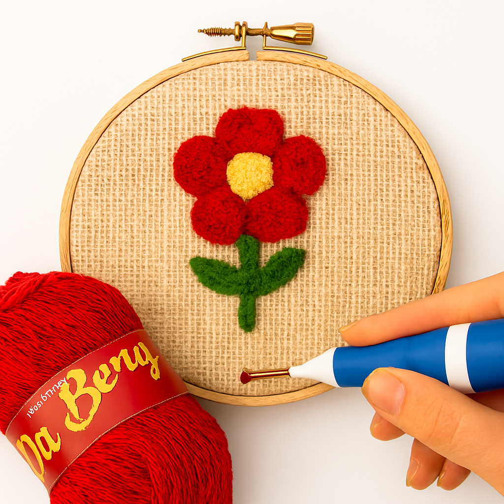 3cd7f1267c041d00d6cfc7d5dab0b26b 3D Embroidery Punch Needle Kit with 10 Inch Wooden Hoop, Jute Cloth (20x36 inch), Thread, Scissors & Tools – Complete Ha - Image 3