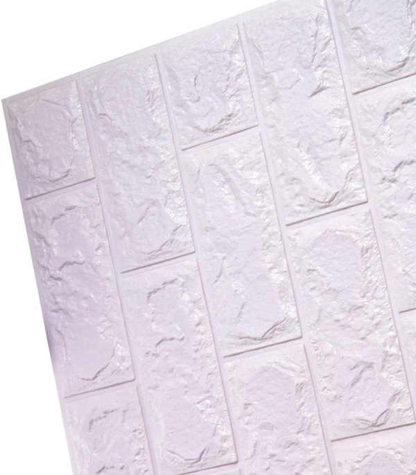 3d-wall-stickers-faux-brick-white-brick-bedroom-home-decor-waterproof-self-adhesive-living-room-wallpaper-2-3 3d Wall Sticker White Brick Sheet | Bedroom Home Decor Waterproof Self Adhesive Living Room Wallpaper(70×77 cm) - Image 2
