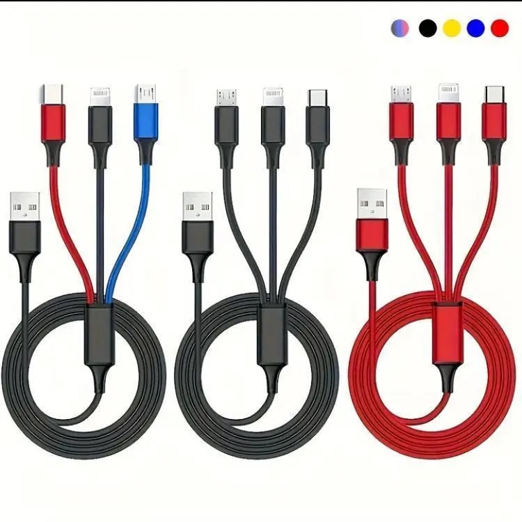 3daf3d74e8ff18171c287974d878520d 3 In 1 Charging Cable Durable Aluminum Alloy Strong Build Reliable Utility Perfect Choice For Daily Charging Needs (Rand - Image 3