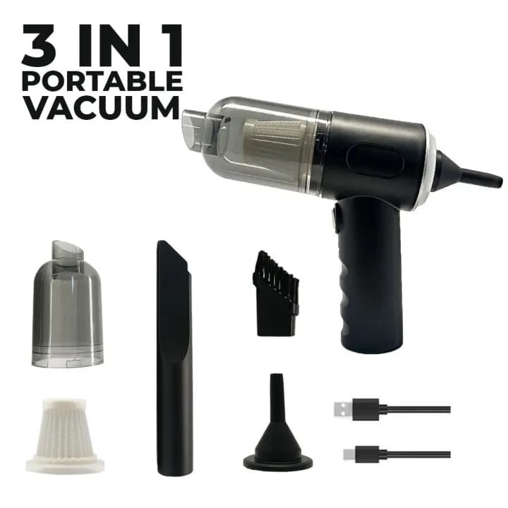 3e869e0266a2c7361dd7c36ba089eb9f 3 in 1 Portable Wireless Vacuum Cleaner – High Power Suction, Air Pump & Duster for Home, Car & Laptop - Image 2