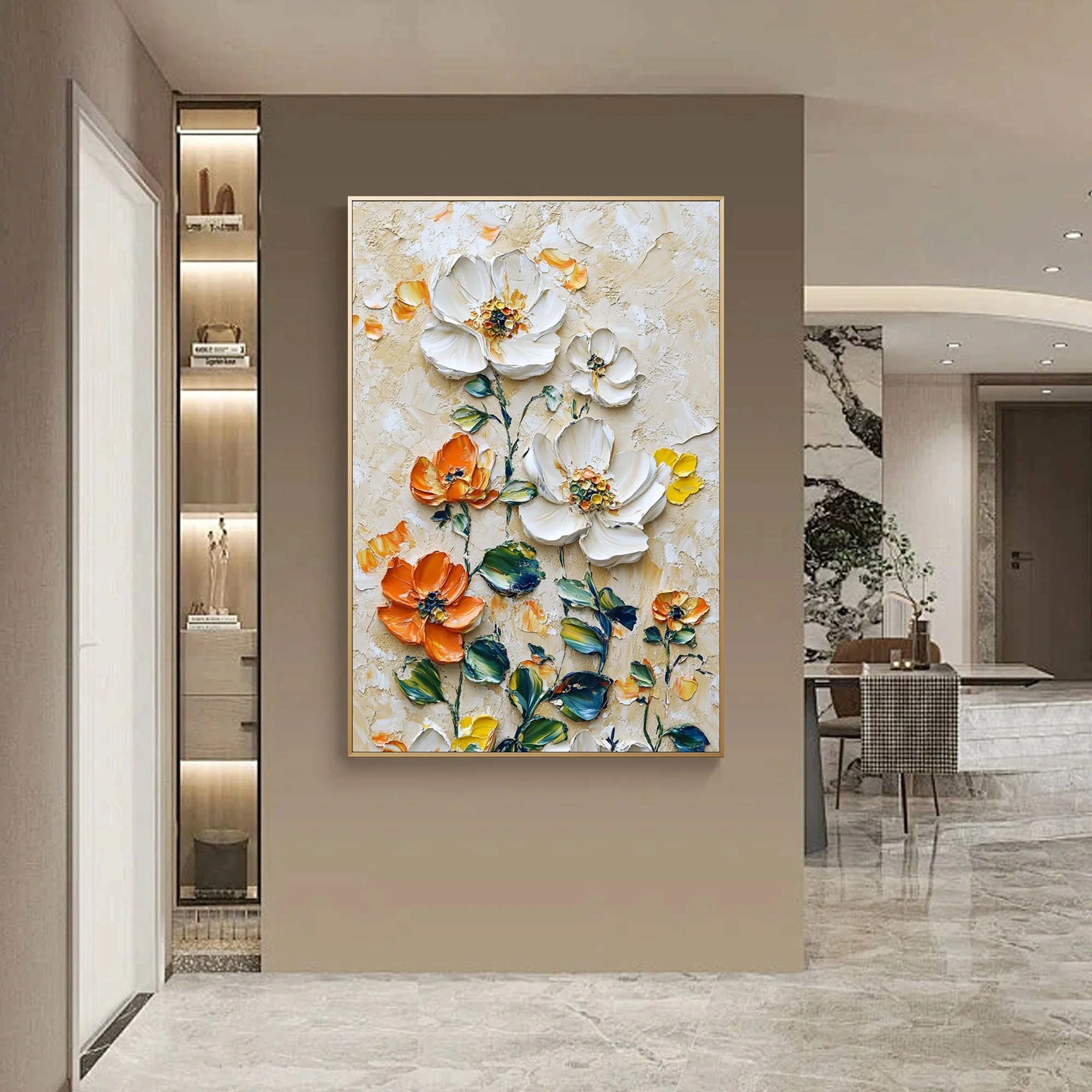 3e88f89b7ac4e06c39aa60e872fbec37 Vertical Floral Canvas Painting – Wild Garden Wall Art for Home & Office Décor