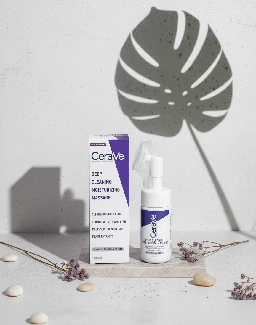 3f4eaaf21770484f61d9e0ec41845607 CeraVe Deep Cleaning Moisturizing Massage Foam Cleansing Cream – Mild Hydrating Cleanser for Radiant, Fresh & Comfortabl - Image 3