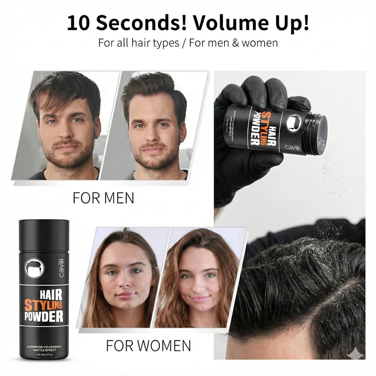 3fb3bbe51cafa26c443ce8e7f678cd15 Caviii Superfine Volumizing Matte Effect Hair Styling Powder | Instant Lift & Strong Texture Control (20g) - Image 2