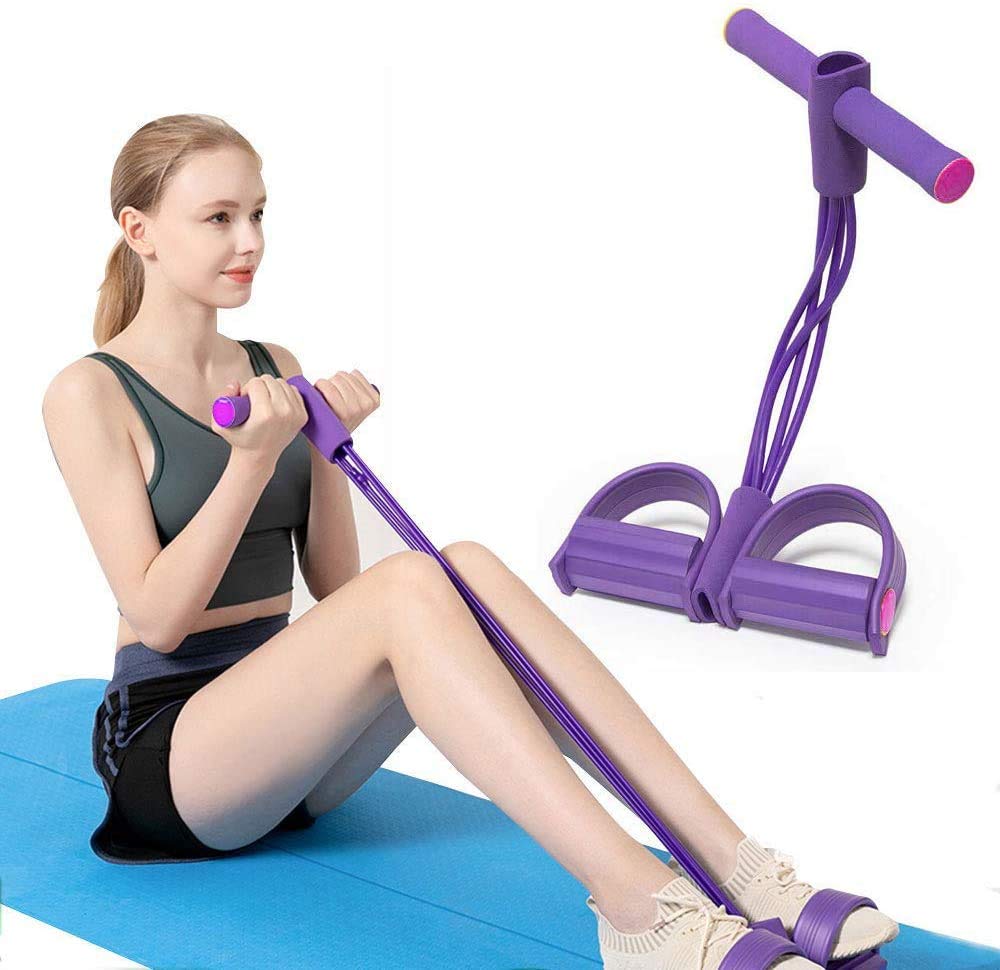 403abd84e2db39bbbedd57cf022a1256 Foot Pedal Resistance Band Elastic Sit-Up Pull Rope Yoga Fitness Gym - Elastic Pull Ropes Tummy Trimmer (Random Colors) - Image 3