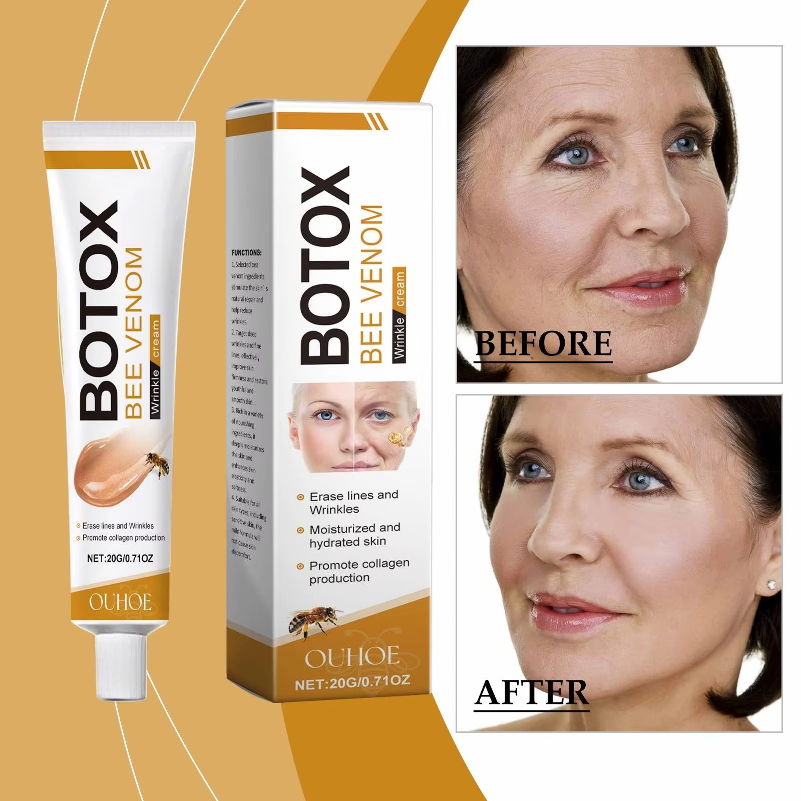 40799c2fa3f92f1f448f05806401b101 Botox Bee Venom Wrinkle Cream | Anti‑Aging Moisturizer | Collagen Boost | Reduce Wrinkles & Fine Lines 20gm - Image 2
