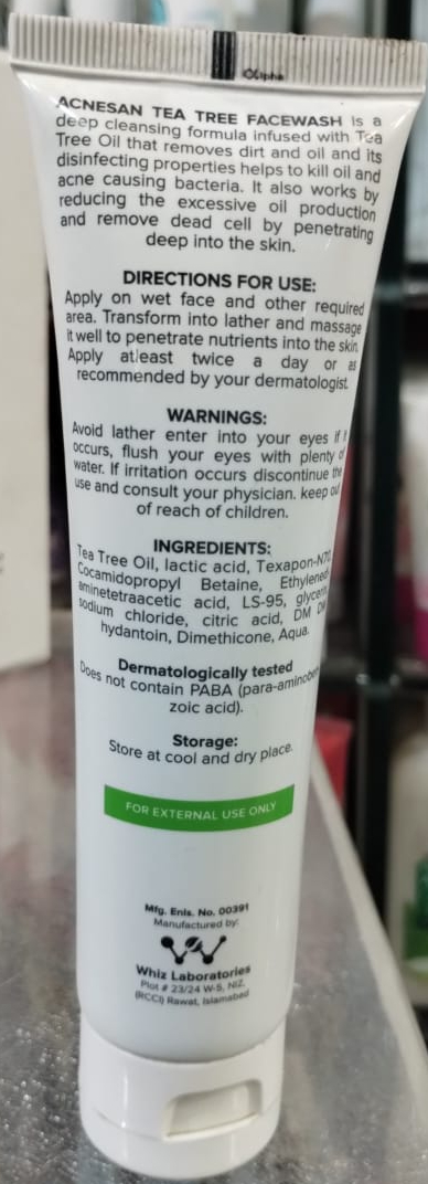 40bb543605bf07f006f8face5618cc8c Acnesan Tea Tree Facial Cleanser For Oily Skin Gentle Formula Smooth Texture Deep Cleansing - 100ML - Image 3