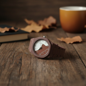 Brown And White Aura Watch Elegant Stylish Design Durable Build Comfortable Strap Clear Display Perfect For Daily Wear A