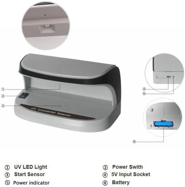 41Fb2EnrnOL._AC_ Portable Handy Small UV Counterfeit Detector Bank Note Detector Money Checker with Battery | Note Checker | Fake Note De - Image 2
