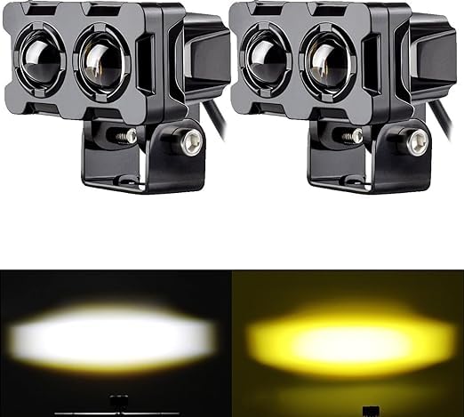 Motorcycle Robot Dual Colour LED Work & Driving Lights – 5000K–6500K Two-Color External Headlights / Fog Lamp