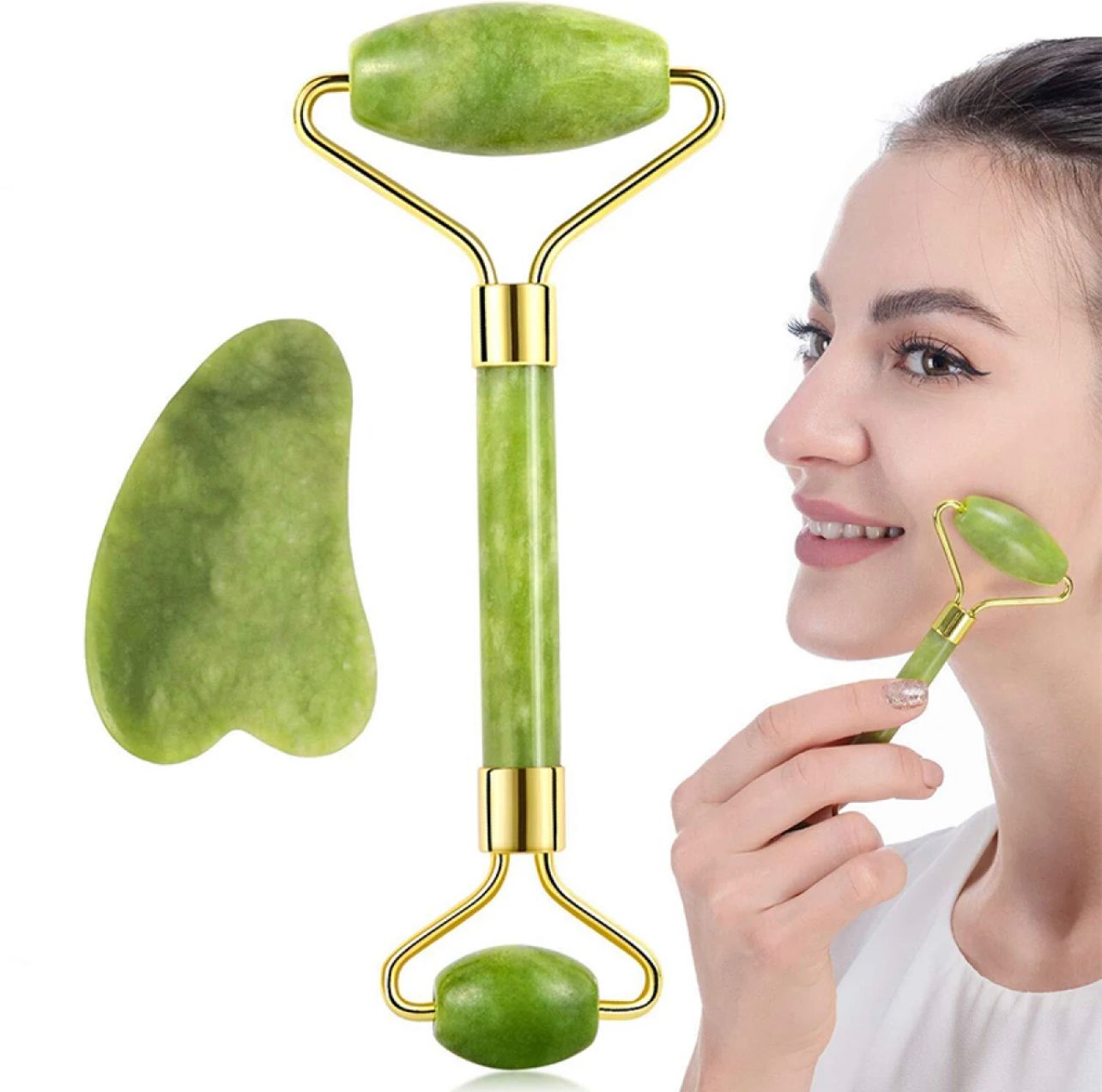 42b45ccf-d043-48cd-8295-3cb1296a66ef-1 Flawless Jade Roller With Guasha (Marble Stone) Stimulates healthier skin - Image 5
