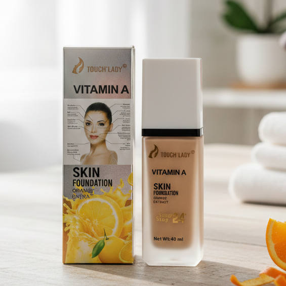 42bc66a3e2d47eefe5f1b5659f4cbc18 Touch Lady Vitamin A Skin Foundation With Orange Extract Providing Smooth Coverage Nourishing Effect - 40ML - Image 2