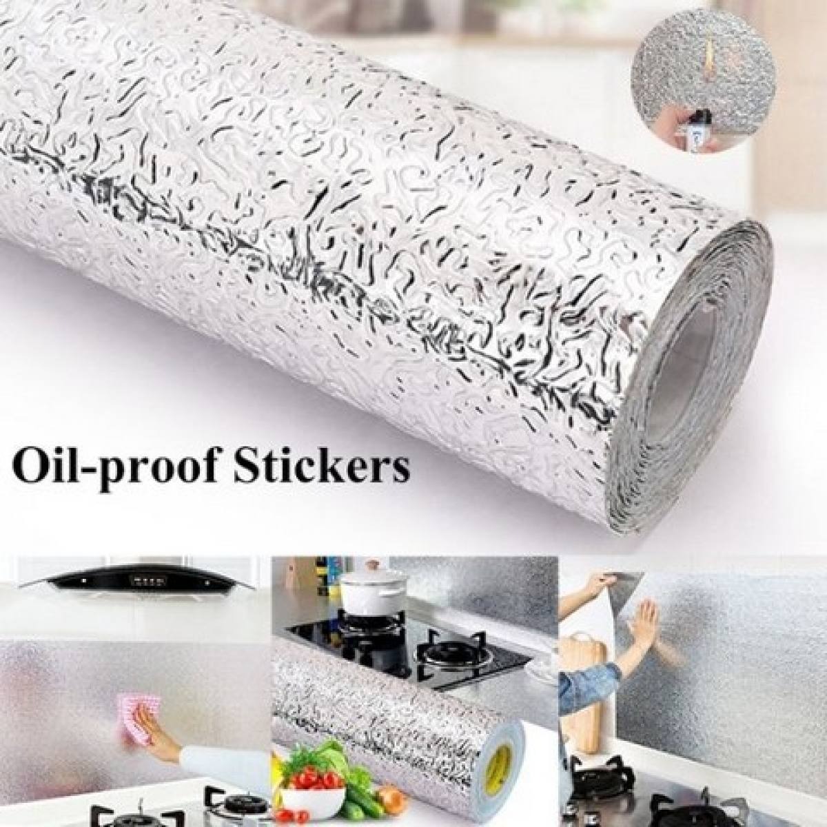 44e0fa5504ba49350ea01a6e7f05a0e5 Silver Foil Kitchen Waterproof & Oil Proof Sticker | Aluminum Foil Self-Adhesive Sheet for Stove, Cabinets & Walls – Hea - Image 2