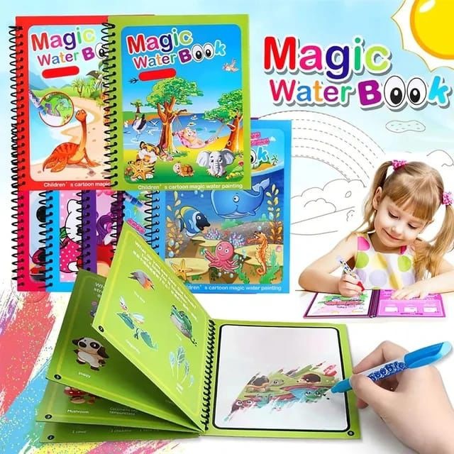 450abece00c8501aa243c7292d0b16d6 Magic Water Book Painting Drawing Coloring Book With Magic Water Pen ( Random Design )