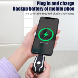 Portable Keychain Power Bank With Telescopic Plug Design And One Button Shrink Feature For iPhone - Without Cable | (Ran