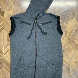 Premium Men's Sleeveless Tech Hoodie Vest | Full-Zip, Jersey Fabric