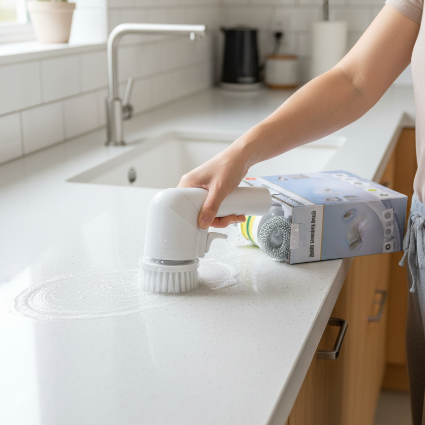 45cbfd67f2241adf29178ad82436752c Electric Cleaning Brush With Multiple Attachments For Efficient Home Cleaning – 360° Rotating Scrubber With Sponge, Brus - Image 3