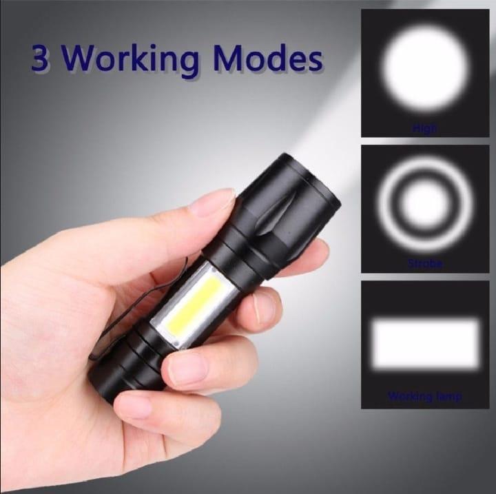 4681c5beb0dd442f18d587b9750e61bf Portable LED Flashlight – Mini Rechargeable Torch with Side Light & Waterproof Body - Image 3