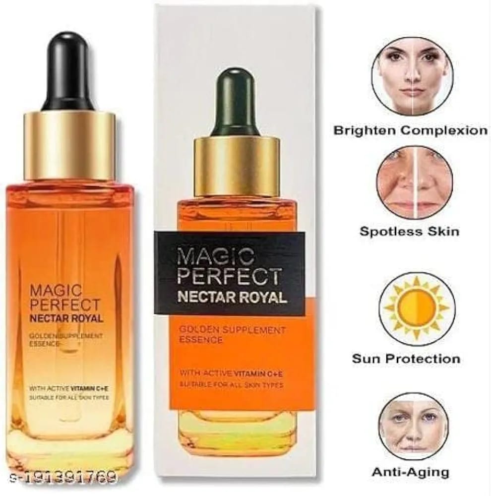 46ebbd533a1047d78256d06f0d6ec2ec Maliao Magic Perfect Nectar Royal Vitamin C+E Serum – Restores Glow & Nourishes Dry, Dull Skin, 30ml - Image 2