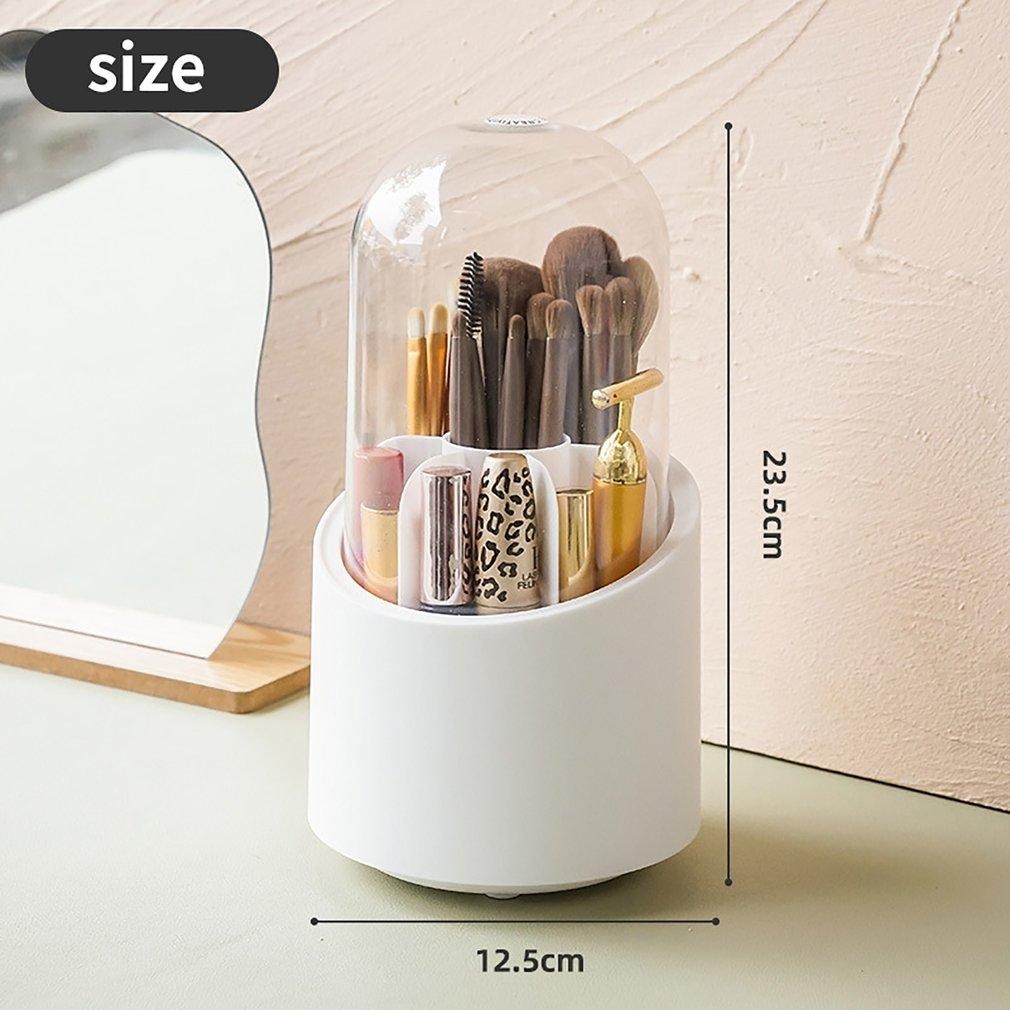 478d28f28c3a6add76040c1c94e1aa97 360° Rotating Makeup Brush Storage Box | Desktop Cosmetic Organizer for Brushes, Lipsticks, Eyebrow Pencils & Beauty Too - Image 2