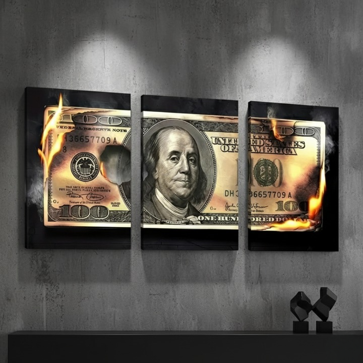 480bd8863e27b3bde14456406cb741f2 Dollar Wooden Sticky Wall Art – 3 Piece Modern Decorative Frame Set, 8x11 inch Each, Wooden Sticky Frame with Easy Wall - Image 4