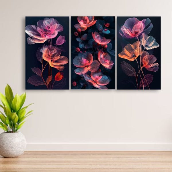 49b5fa7f39941e79c540fe1fd5a3e6f9 Set of 3 Floral Wooden Wall Art Frames – Elegant Wall Décor (8x11 Inches with Double Tape)