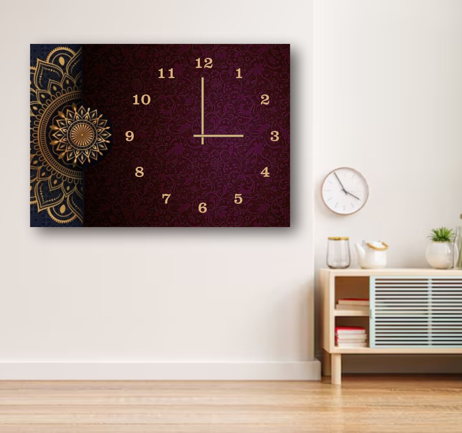 4a069a497227dd5fa0c67e46714ef210 Elegant Digital Printed Wooden Wall Clock – 12x16 Inch Decorative Hanging Clock with Mandala Design | Premium Quality Wa - Image 2