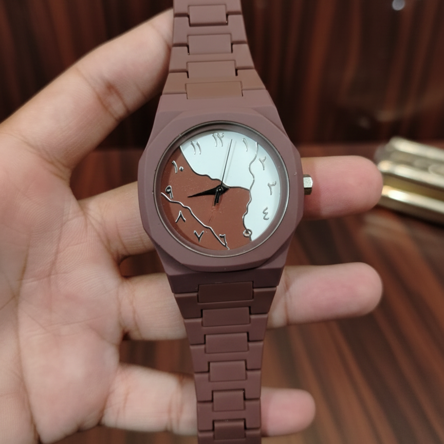 4da0aa92b808825d623443813614a5f7 Brown And White Aura Watch Elegant Stylish Design Durable Build Comfortable Strap Clear Display Perfect For Daily Wear A - Image 3