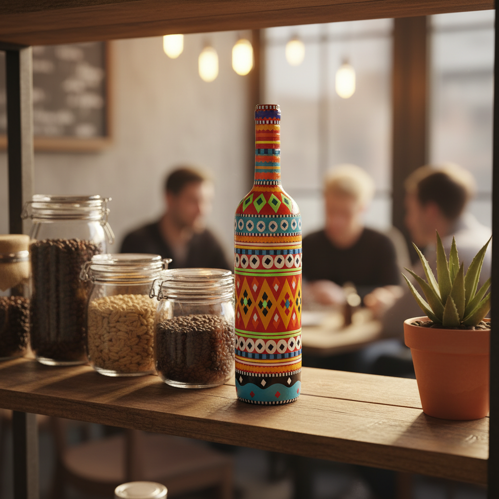 4e2b630ae72771e4f8b984b1663acc8f Traditional Truck Art Decorative Glass Bottle Vase – Handcrafted Multicolor Home Decor (750ml) - Image 2